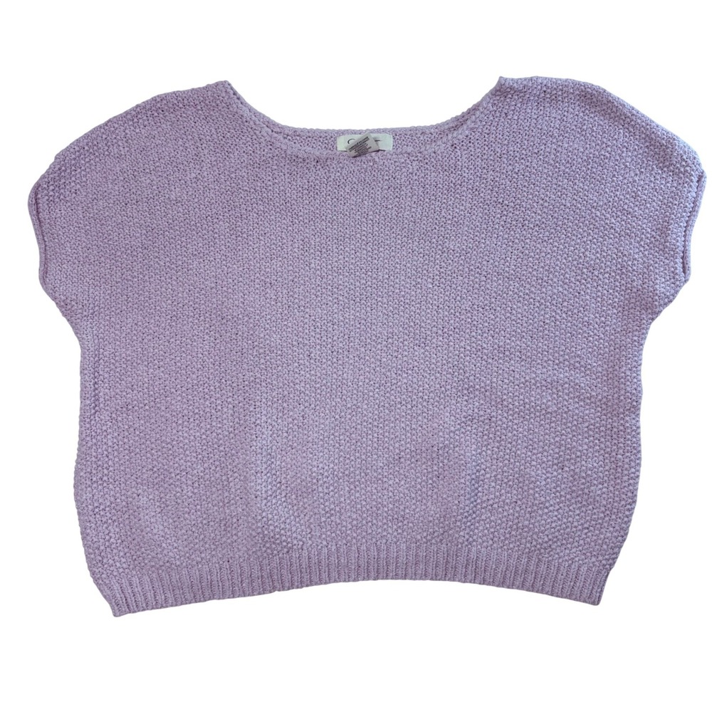 Jessica Simpson Womens Lavender Texturedā Knit Short Sleeve Boxy Sweater Top M